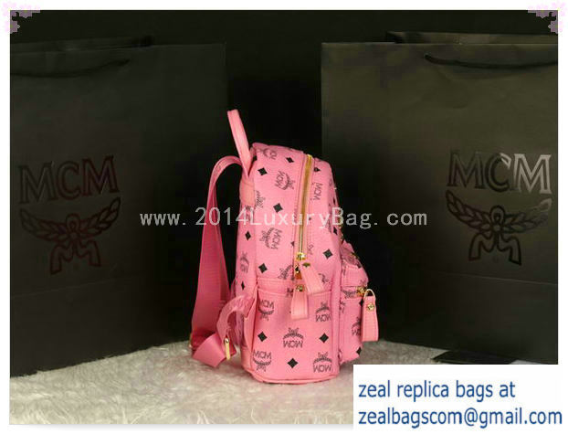 High Quality Replica MCM Stark Backpack Medium in Calf Leather 8003 Pink